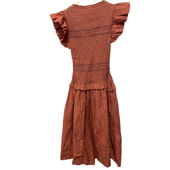 ULLA JOHNSON Madeline Smocked Midi Dress Size 0 NWT - Picture 7 of 7